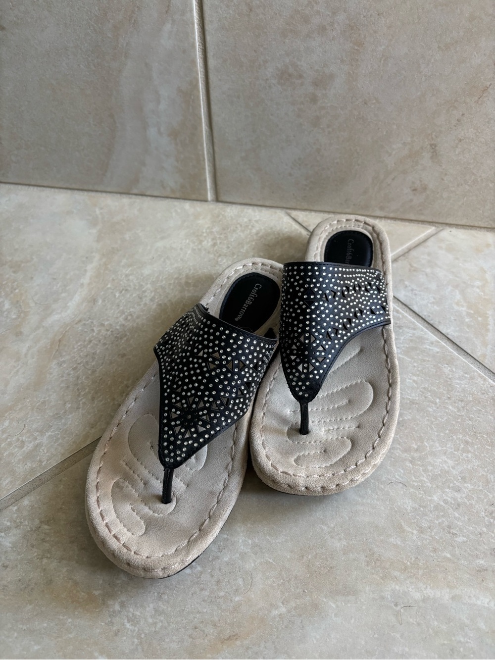 croft & barrow Black Studded Thong Sandals